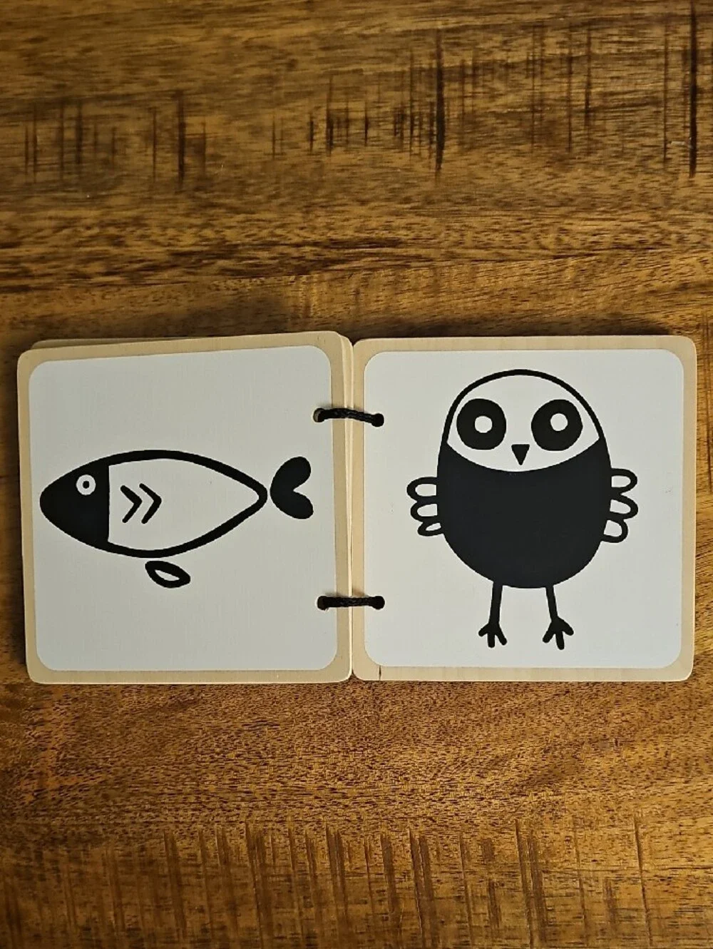 Lovevery Wooden High Contrast Black & White Animal Board Book Baby Toy